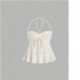 2025 Amazon cross-border European and American new style sexy tied short halter fashion off-the-shoulder halter top for women Cross-border European and American elegant and stylish tie-dye off-the-shoulder short-sleeved dress, slimming and figure-hugging,