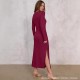 Cross-border European and American new style 2024 Spring/Summer long solid color semi-high neck slimming knitted dress