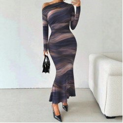 2024 European and American cross-border new style sexy off-the-shoulder short-sleeved dress