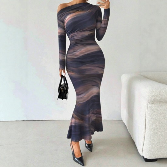 2024 European and American cross-border new style sexy off-the-shoulder short-sleeved dress