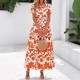 Autumn and winter European and American waist-cinching 2025 new style cross-border women's fashion elastic waist romantic vacation-style printed dress for women