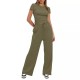 Four seasons European and American women's fashion 2025 new style fashionable design-sense casual long pants short-sleeved retro two-piece set for women