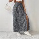 Spring and summer romantic floral high-waisted elastic waist 2025 new style retro four-way stretch split skirt for women
