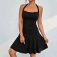 Cross-border European and American elegant and sexy tie-dye off-the-shoulder asymmetrical pleated dress, party evening dress