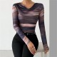 2024 Amazon European and American cross-border elegant and stylish print long sleeve T-shirt factory direct sale