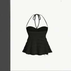 2025 Amazon cross-border European and American new style sexy tied short halter fashion off-the-shoulder halter top for women Cross-border European and American elegant and stylish tie-dye off-the-shoulder short-sleeved dress, slimming and figure-hugging,