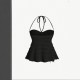 2025 Amazon cross-border European and American new style sexy tied short halter fashion off-the-shoulder halter top for women Cross-border European and American elegant and stylish tie-dye off-the-shoulder short-sleeved dress, slimming and figure-hugging,